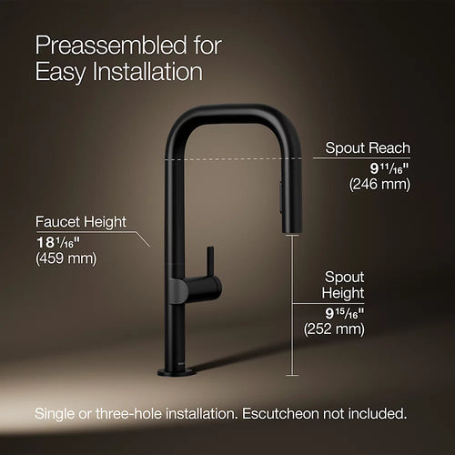 Kohler Components® Pull-down kitchen sink faucet with two-function sprayhead