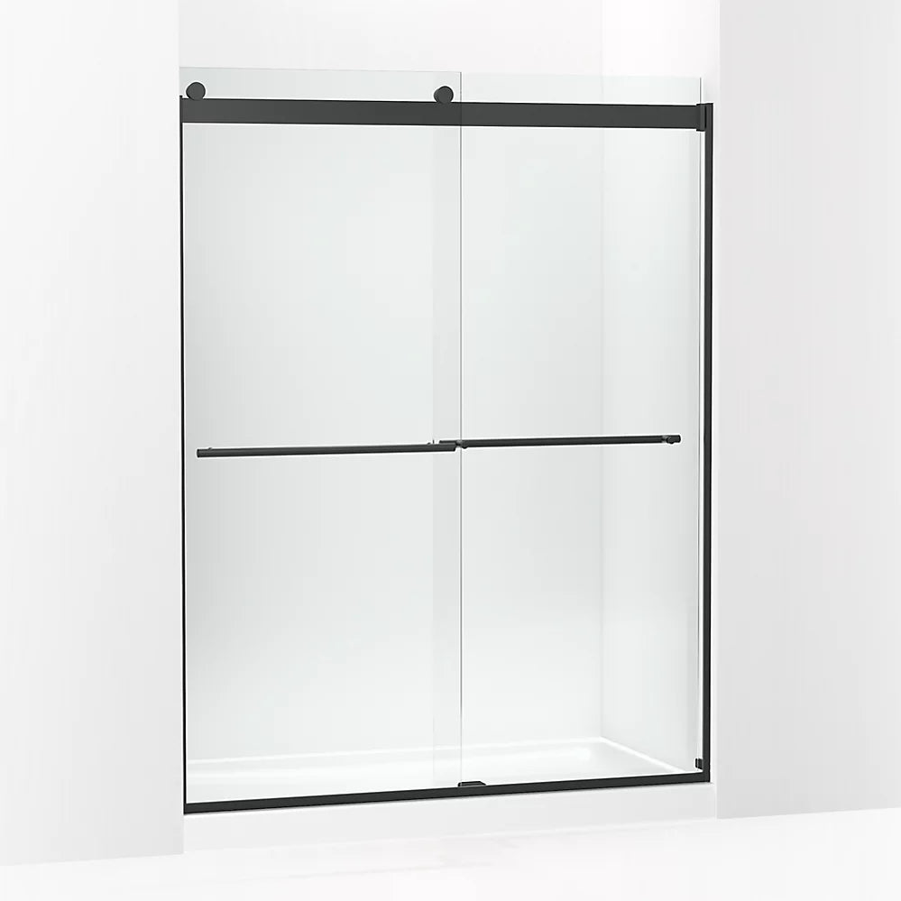 Kohler Frameless sliding shower door, 77-9/16" H x 56-5/8 - 59-5/8" W, with 5/16"-thick Crystal Clear glass