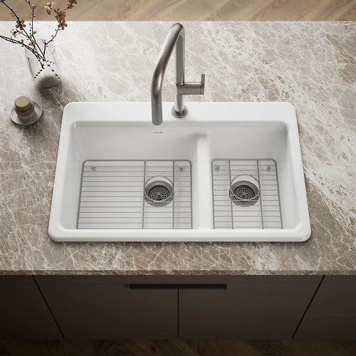 Kohler Riverby® 33" top-mount double-bowl kitchen sink