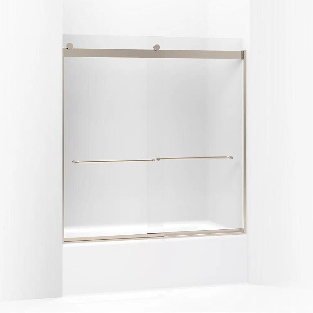 Kohler Sliding bath door, 62" H x 56-5/8 - 59-5/8" W, with 1/4" thick Frosted glass