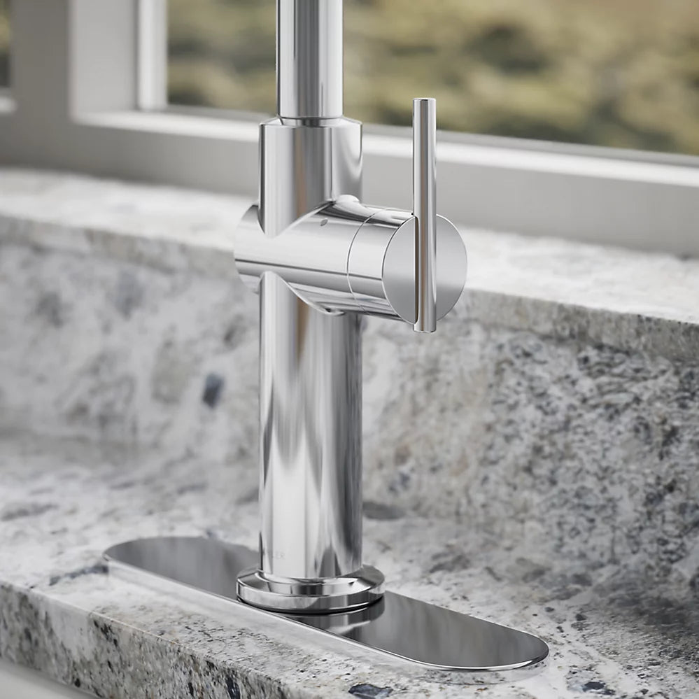 Kohler Touchless pull-down kitchen sink faucet with three-function sprayhead
