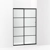 Kohler Sliding shower door, 70-1/2" H x 44-1/4 - 47-5/8" W, with 1/4" thick Crystal Clear glass with rectangular grille pattern
