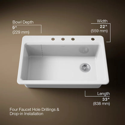 Kohler Riverby® 33" top-mount single-bowl kitchen sink