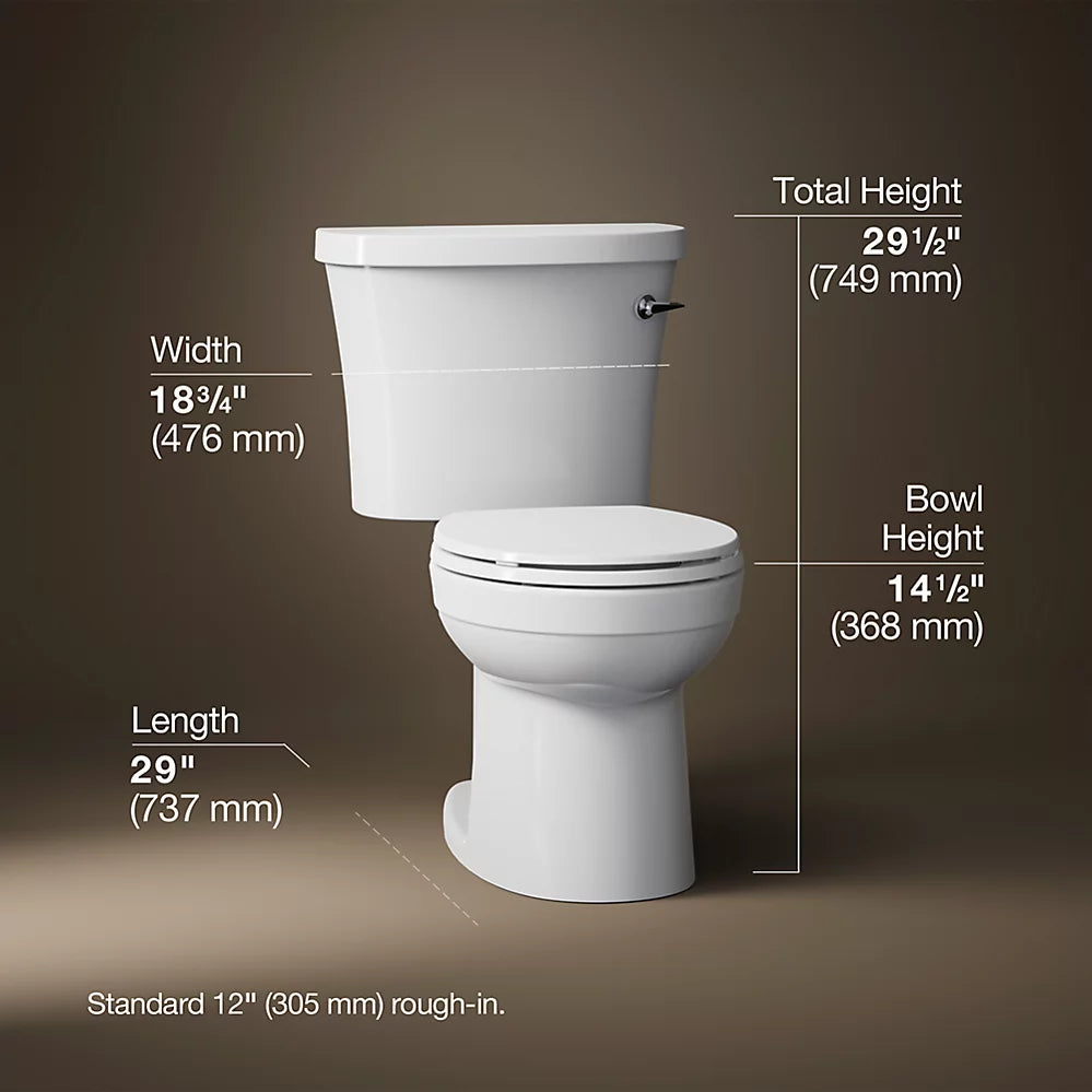 Kohler Kingston™ Two-piece round-front toilet, 1.28 gpf