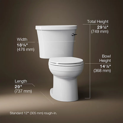 Kohler Kingston™ Two-piece round-front toilet, 1.28 gpf