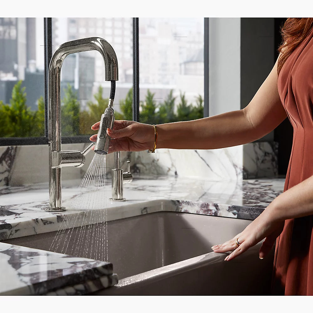 Kohler Touchless pull-down kitchen sink faucet with two-function sprayhead