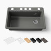 Kohler Riverby® 33" undermount single-bowl workstation kitchen sink