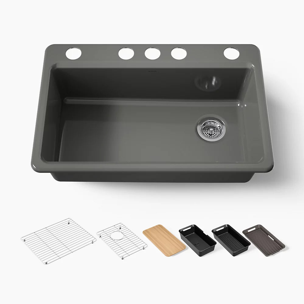 Kohler Riverby® 33" undermount single-bowl workstation kitchen sink