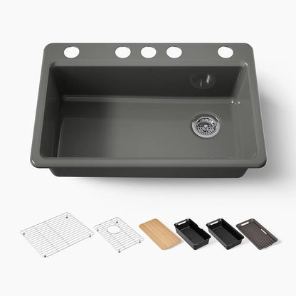 Kohler Riverby® 33" undermount single-bowl workstation kitchen sink