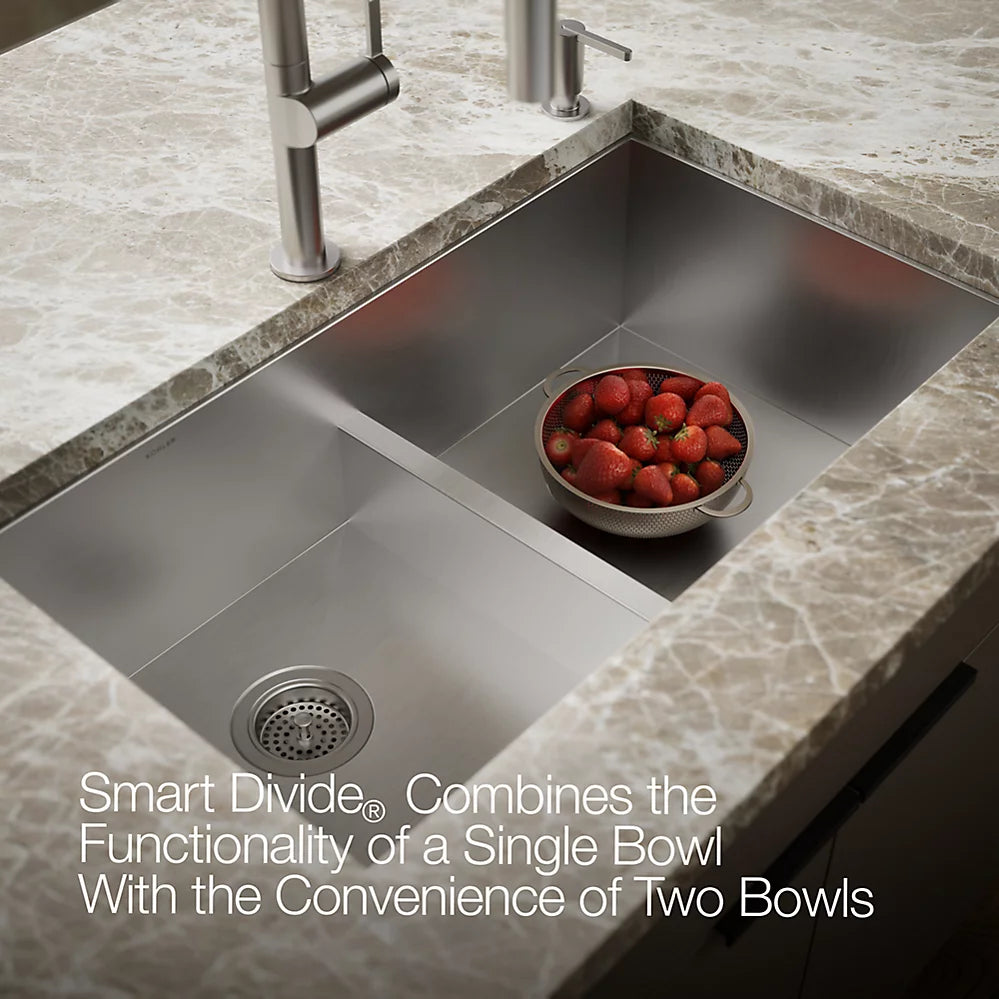 Kohler Vault™ Smart Divide® 33" top-/undermount double-bowl kitchen sink
