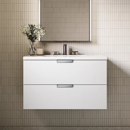 Kohler 30" wall-hung bathroom vanity cabinet with sink and quartz top