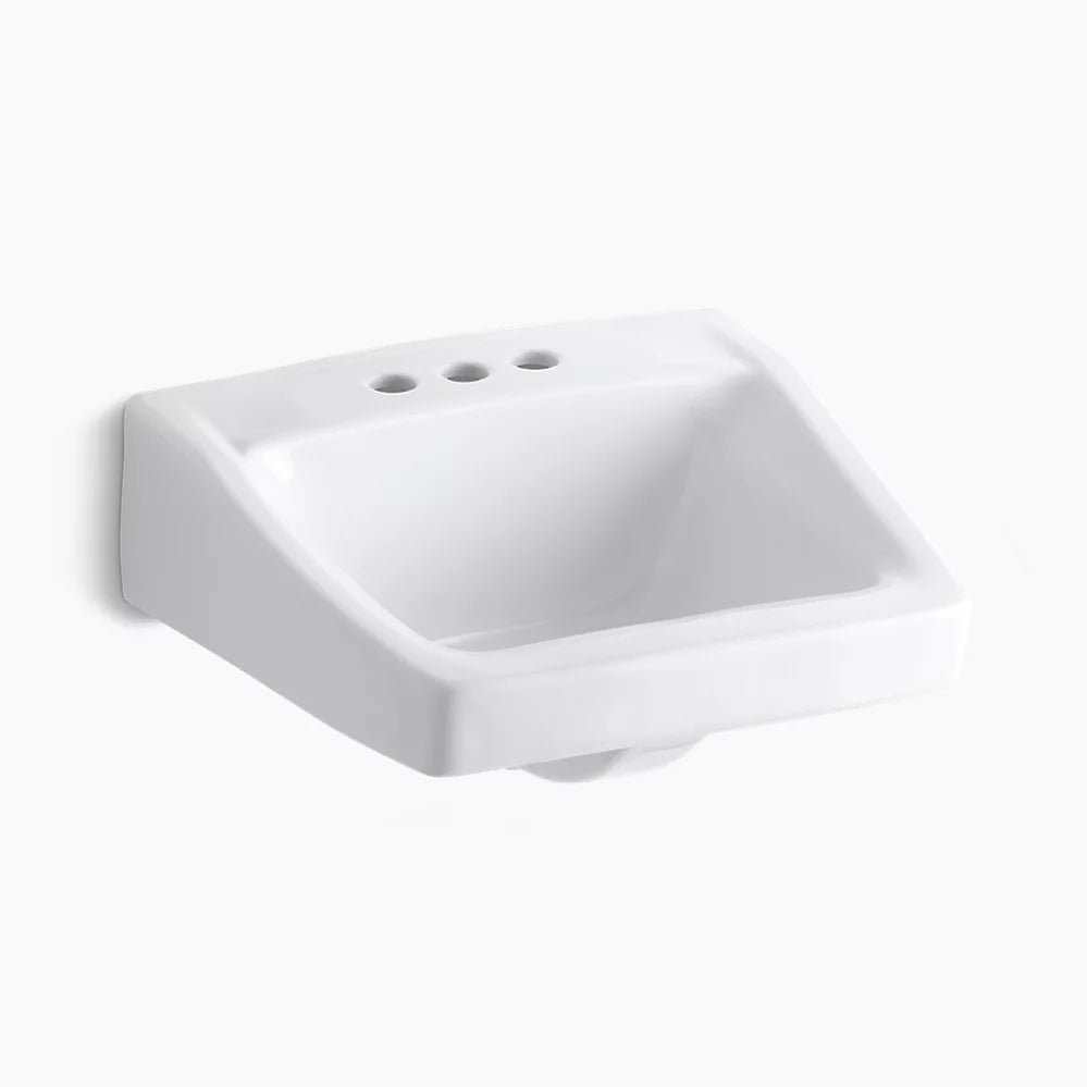 Kohler 19-1/4" x 17-1/4" wall-mount/concealed arm carrier arm bathroom sink with 4" centerset faucet holes