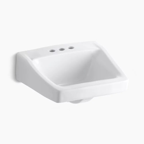 Kohler 19-1/4" x 17-1/4" wall-mount/concealed arm carrier arm bathroom sink with 4" centerset faucet holes