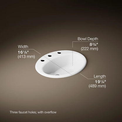 Kohler 19-1/4" oval drop-in bathroom sink