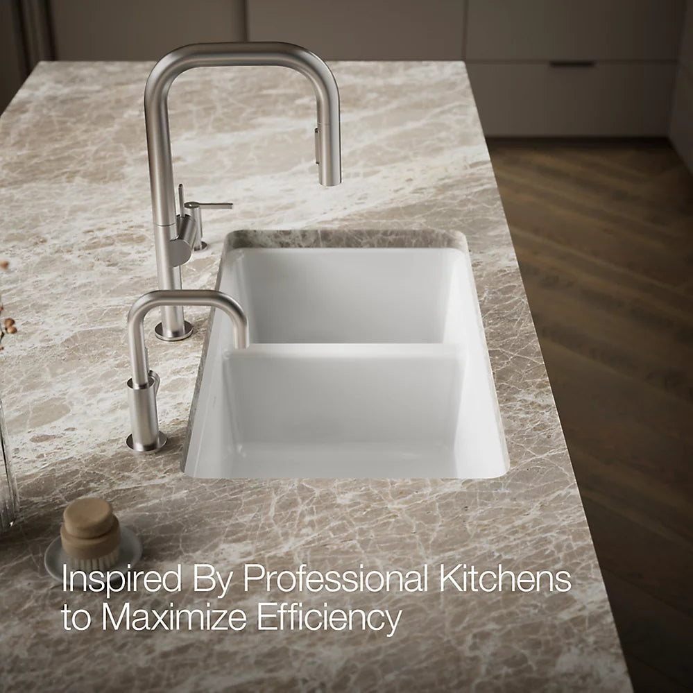 Kohler Riverby® 33" undermount double-bowl workstation kitchen sink