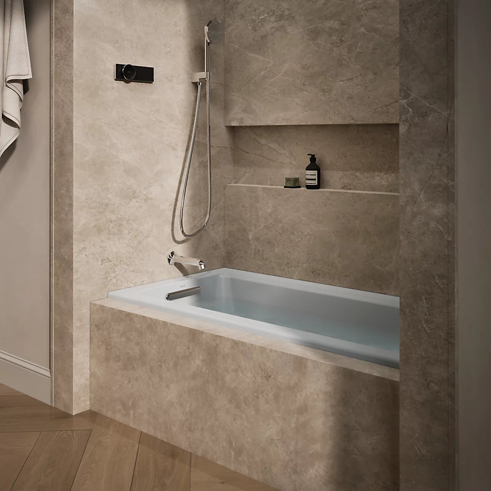 Kohler Archer 60" x 30" alcove bath with Bask heated surface, left drain