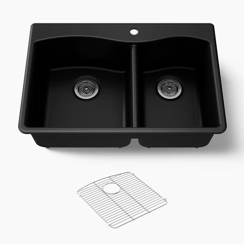 Kohler Kennon® 33" top-/undermount double-bowl kitchen sink
