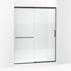 Kohler Sliding shower door, 75-1/2" H x 56-1/4 - 59-5/8" W, with heavy 5/16" thick Crystal Clear glass with privacy band