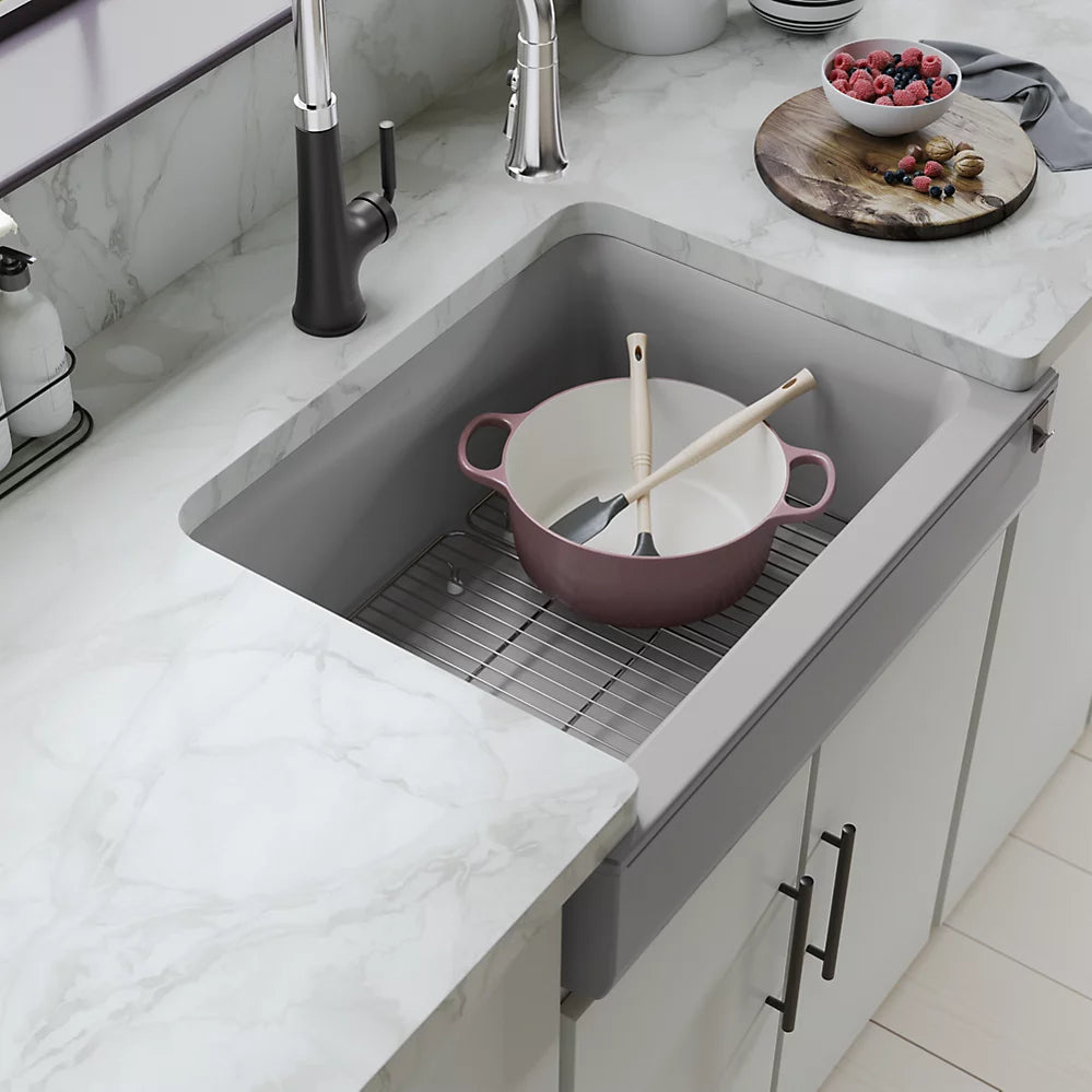 Kohler 29-3/4" undermount single-bowl farmhouse kitchen sink with short apron