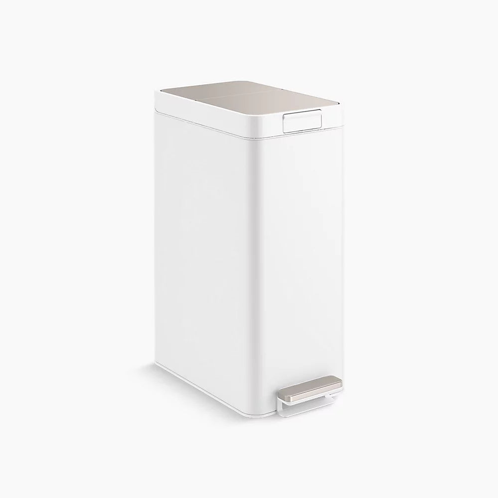 Kohler 13-gallon stainless steel slim step trash can with bifold lid