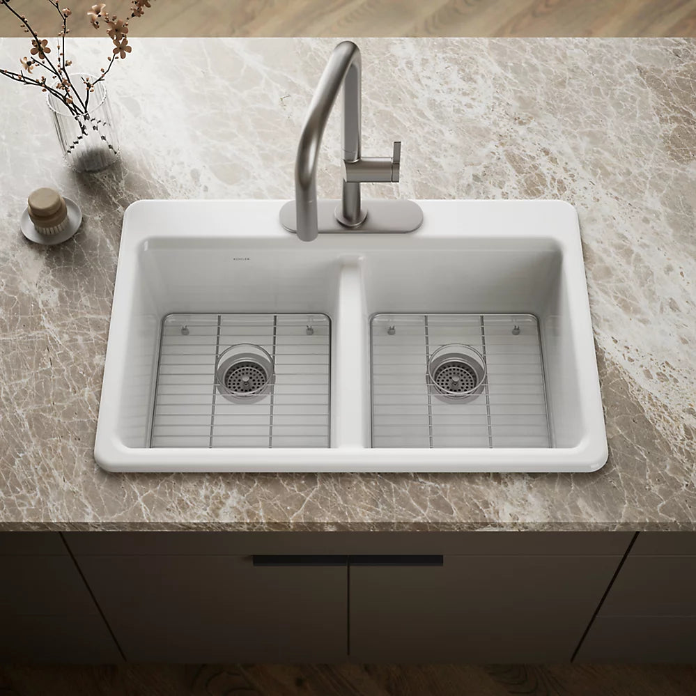 Kohler Riverby® 33" top-mount double-bowl kitchen sink