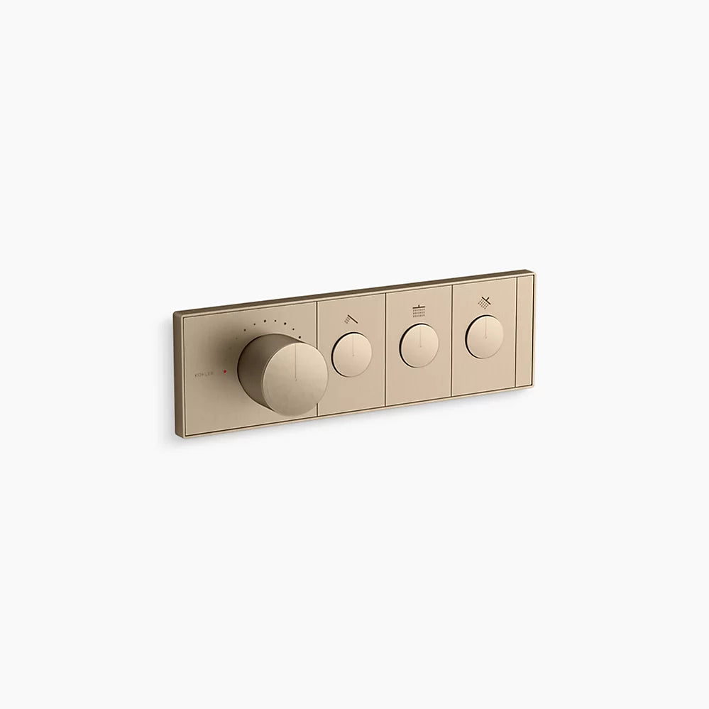 Kohler Three-outlet recessed mechanical thermostatic valve control
