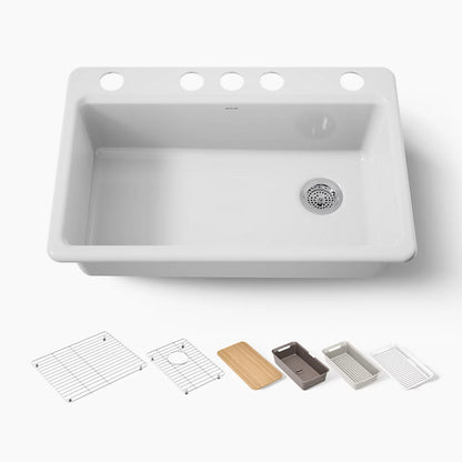 Kohler Riverby® 33" undermount single-bowl workstation kitchen sink