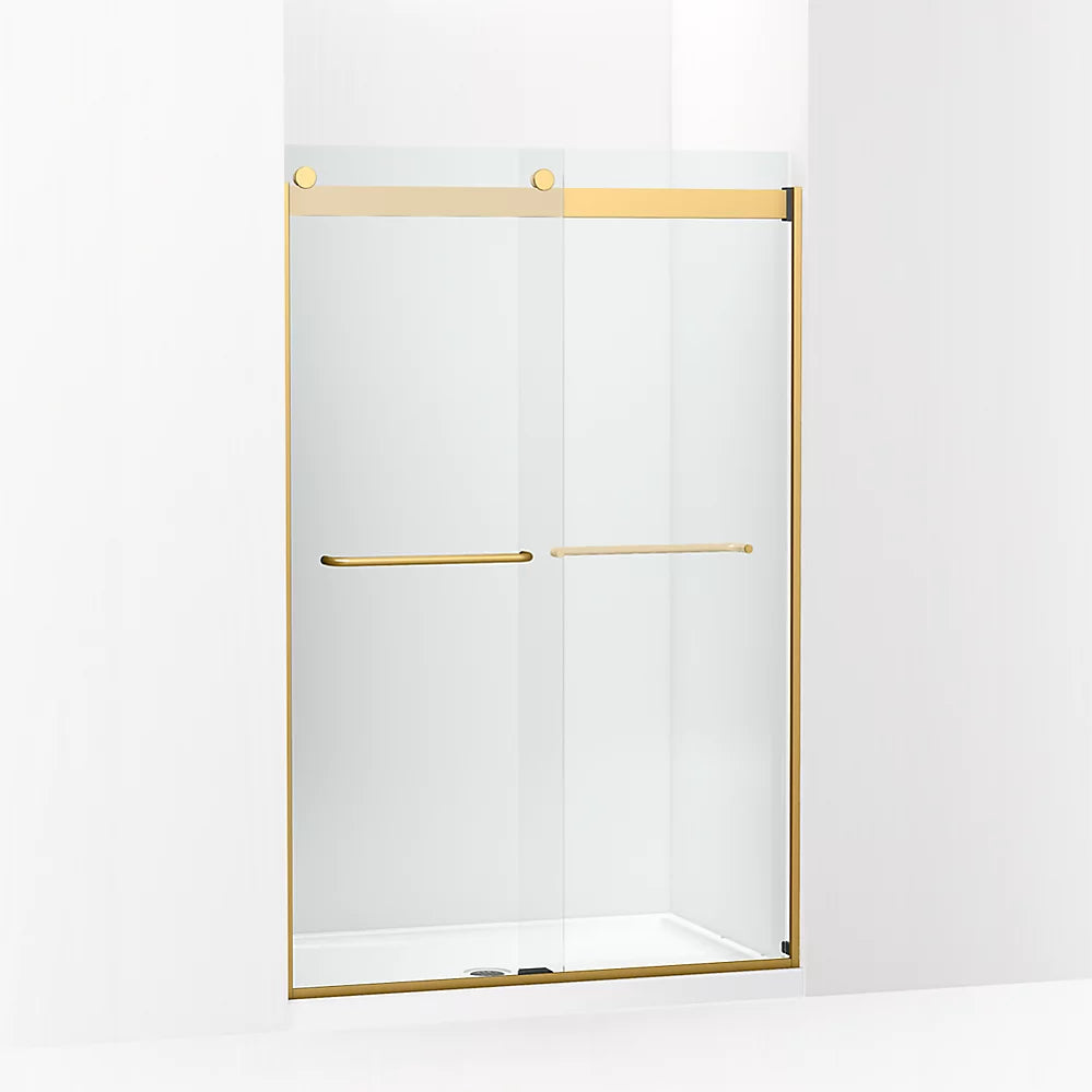 Kohler Sliding shower door, 74" H x 44-5/8 - 47-5/8" W, with 1/4" thick Crystal Clear glass
