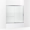 Kohler Sliding bath door, 56-3/4" H x 56-1/4 - 59-5/8" W with heavy 5/16" thick Crystal Clear glass with privacy band