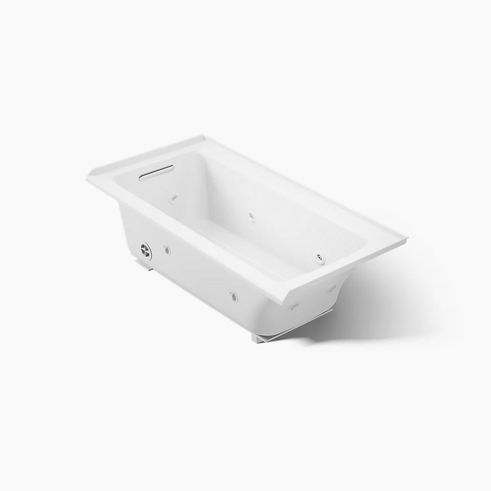 Archer 60" x 30" alcove whirlpool bath with Bask heated surface, left drain