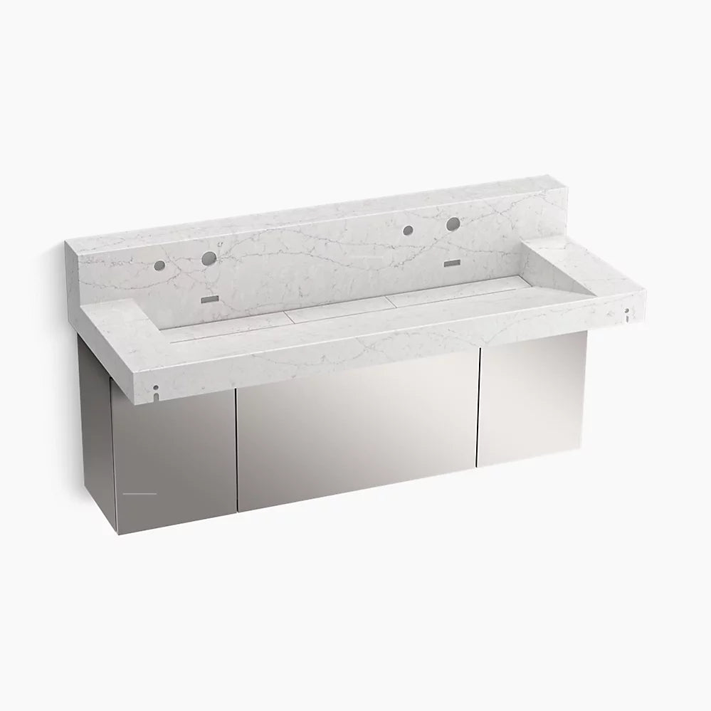 Kohler 60" wall-mount trough lavatory system with backsplash