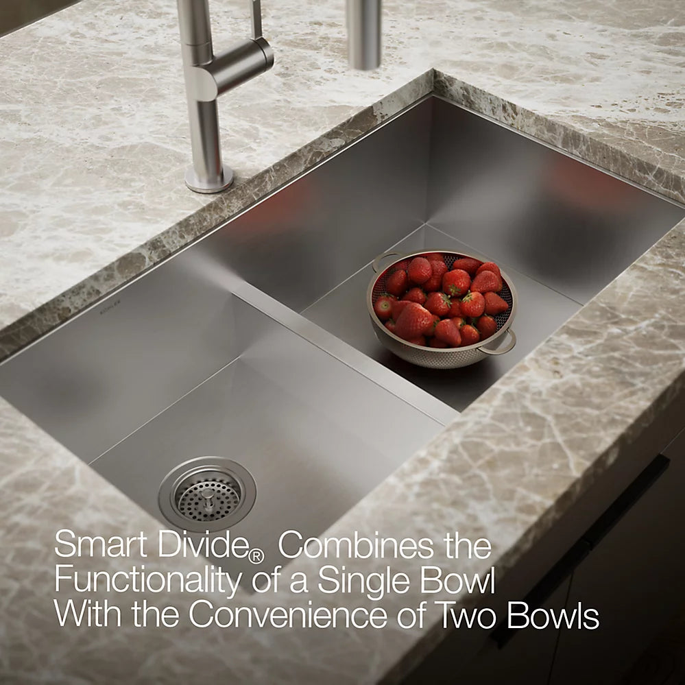 Kohler Vault™ Smart Divide® 33" top-/undermount double-bowl kitchen sink