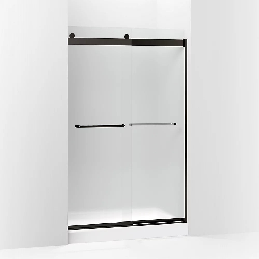 Kohler Sliding shower door, 74" H x 44-5/8 - 47-5/8" W, with 1/4" thick Frosted glass