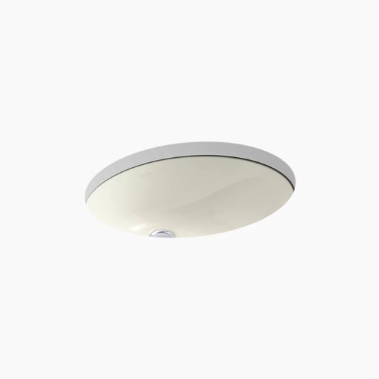 Kohler Caxton® 19-1/4" oval undermount bathroom sink with glazed underside, no overflow