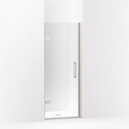 Kohler Frameless pivot shower door, 71-5/8" H x 29-5/8 - 30-3/8" W, with 3/8" thick Crystal Clear glass