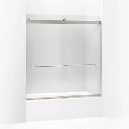 Kohler Sliding bath door, 62" H x 56-5/8 - 59-5/8" W, with 1/4" thick Crystal Clear glass