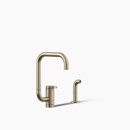 Kohler Single-handle kitchen sink faucet with two-function extended-reach spout and side sprayer