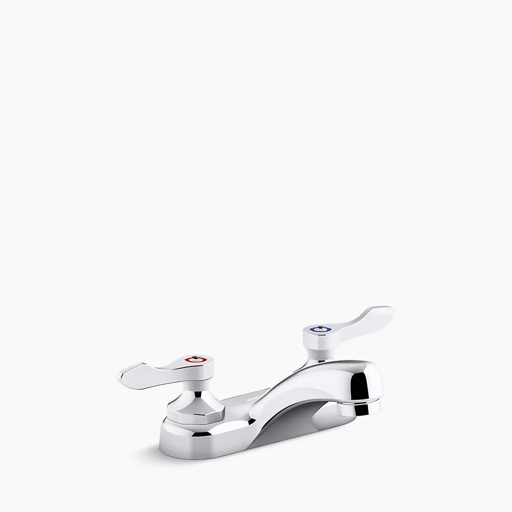 Kohler 0.5 gpm centerset bathroom sink faucet with laminar flow and lever handles, drain not included