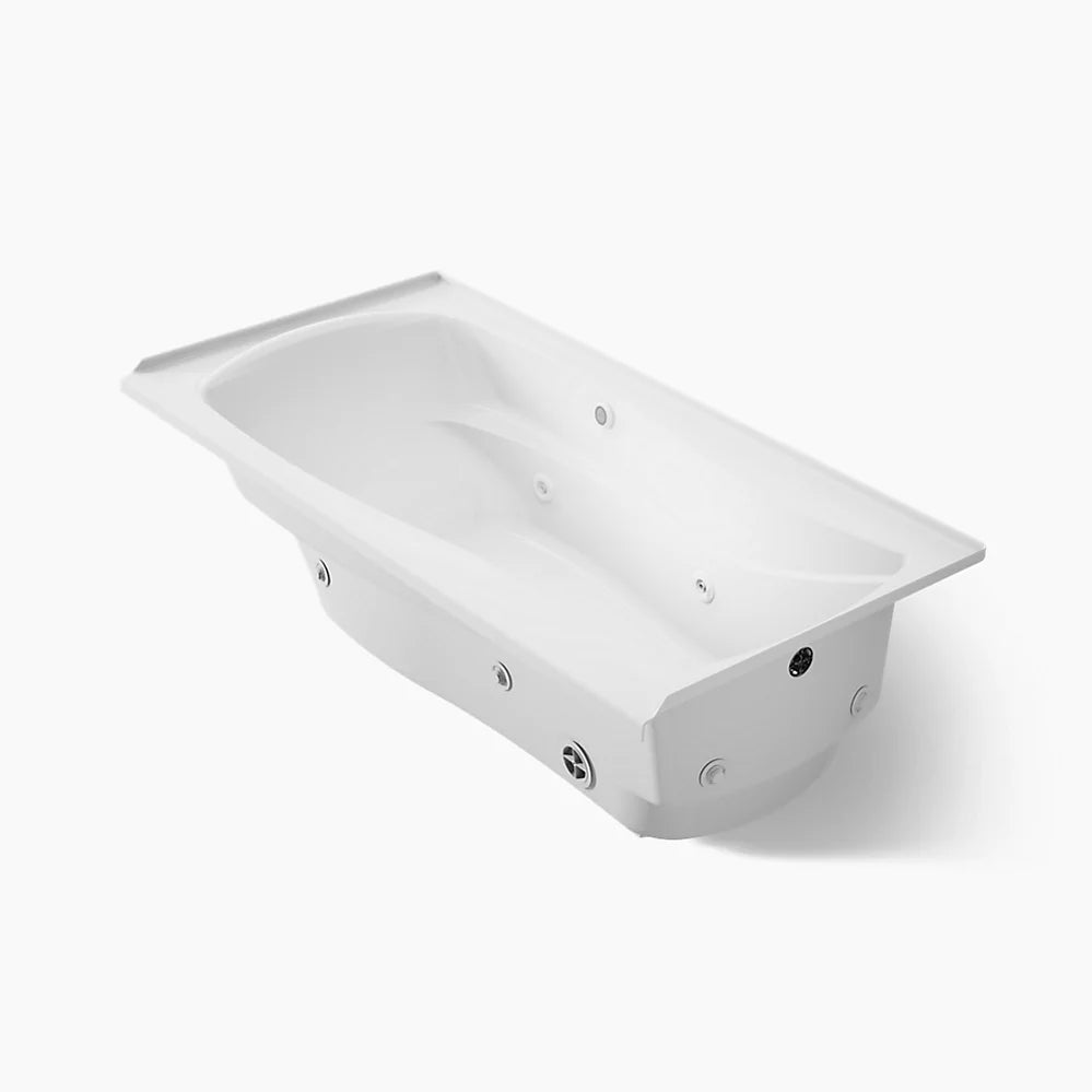 Mariposa® 72" x 36" alcove whirlpool bath with Bask® heated surface, right drain