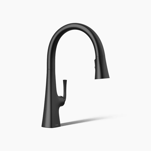 Kohler Pull-down kitchen sink faucet with three-function sprayhead