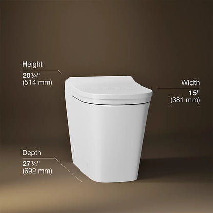 Kohler Leap™ One-piece elongated smart toilet with front bidet wand technology, dual-flush