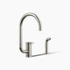Kohler Single-handle kitchen sink faucet with two-function extended-reach spout and side sprayer