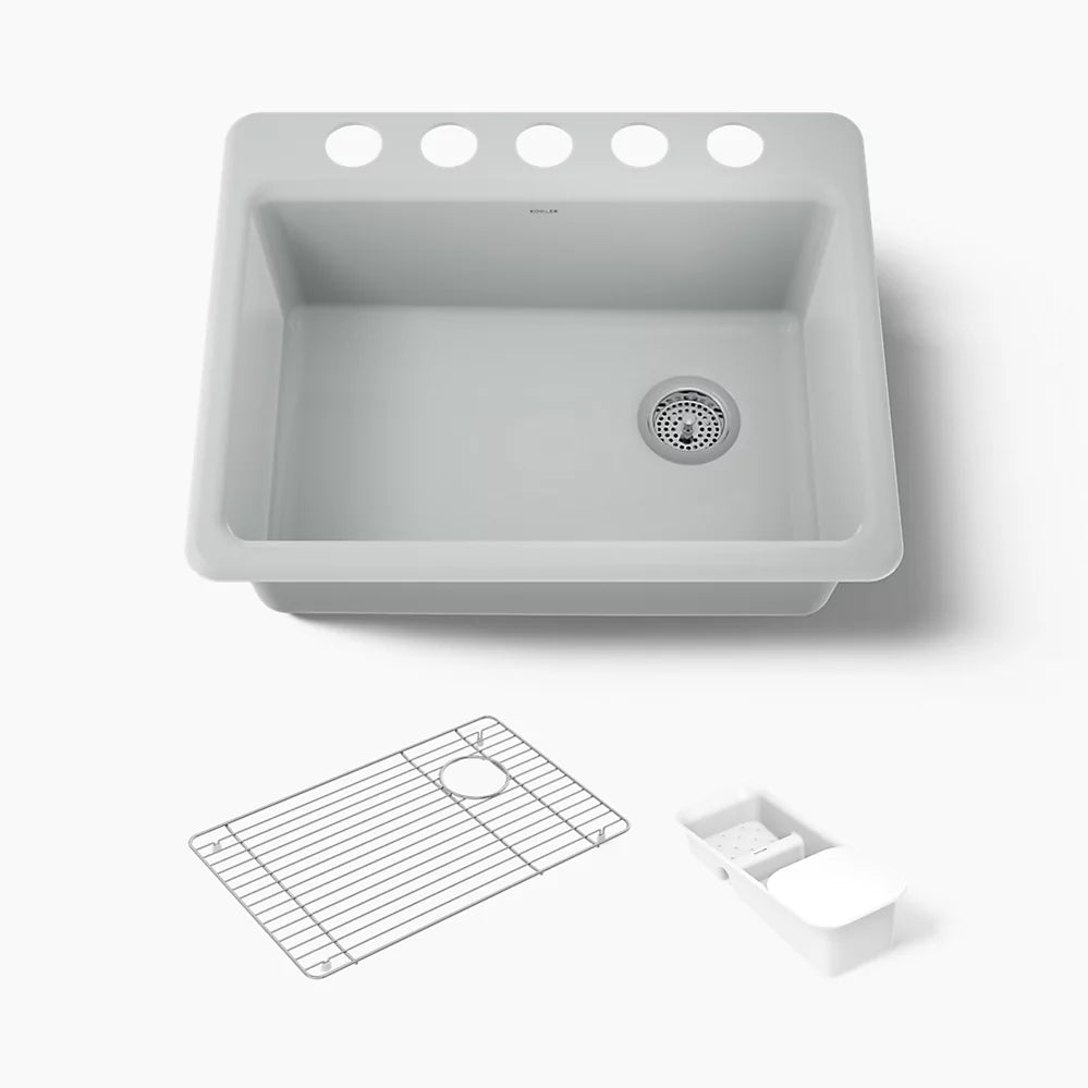 Kohler Riverby® 27" undermount single-bowl workstation kitchen sink