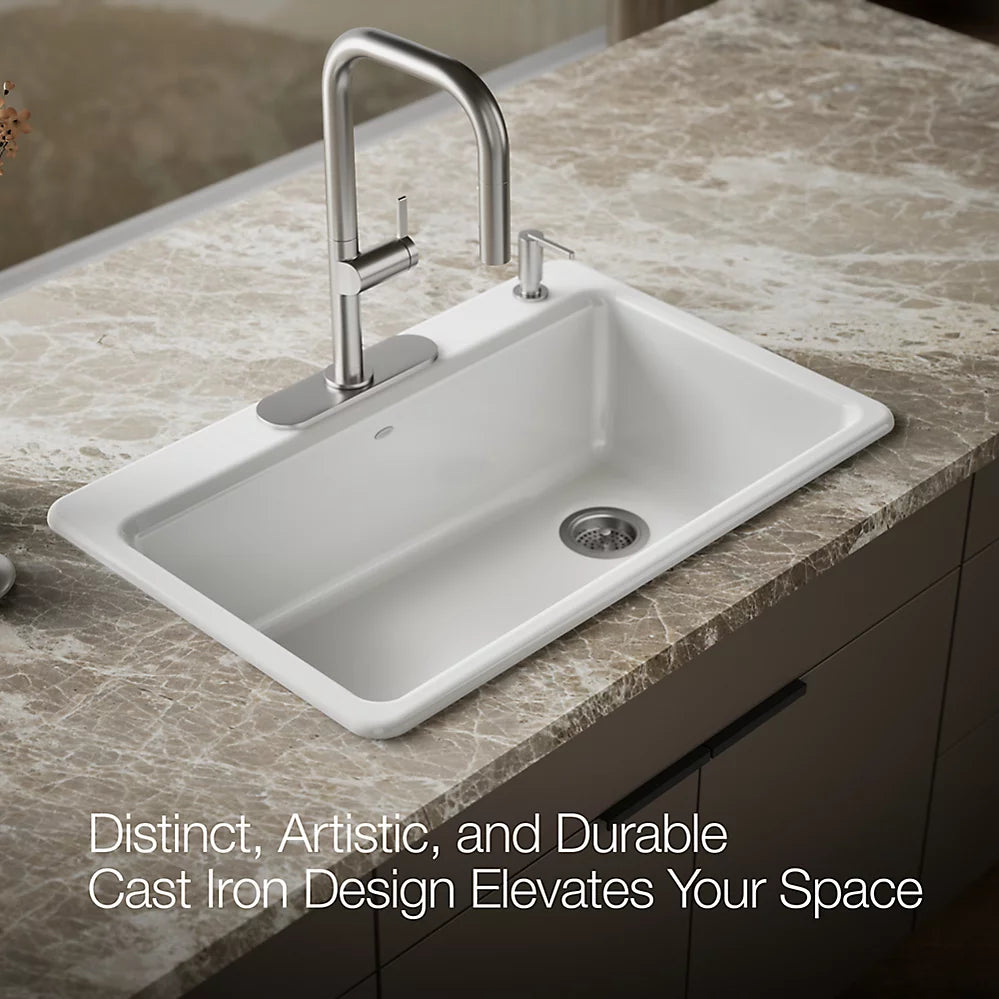 Kohler Riverby® 33" top-mount single-bowl workstation kitchen sink