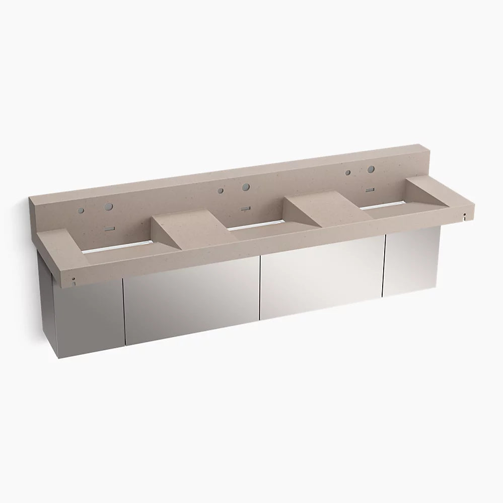 Kohler 90" wall-mount basin lavatory system with backsplash