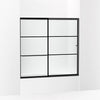 Kohler Sliding bath door, 56-3/4" H x 56-1/4 - 59-5/8" W with heavy 5/16" thick Crystal Clear glass with rectangular grille pattern