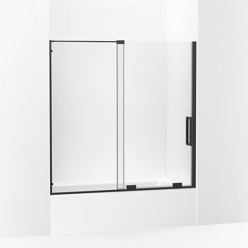 Kohler Sliding bath door, 58-1/4" H x 55-3/4 - 59-3/4" W, with 5/16" thick Crystal Clear glass