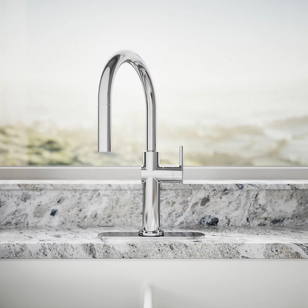 Kohler Touchless pull-down kitchen sink faucet with three-function sprayhead