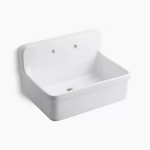 Kohler 30" x 22" bracket-mount scrub-up/plaster sink with 8" widespread faucet holes