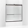 Kohler Sliding bath door, 62" H x 56-5/8 - 59-5/8" W, with 1/4" thick Crystal Clear glass